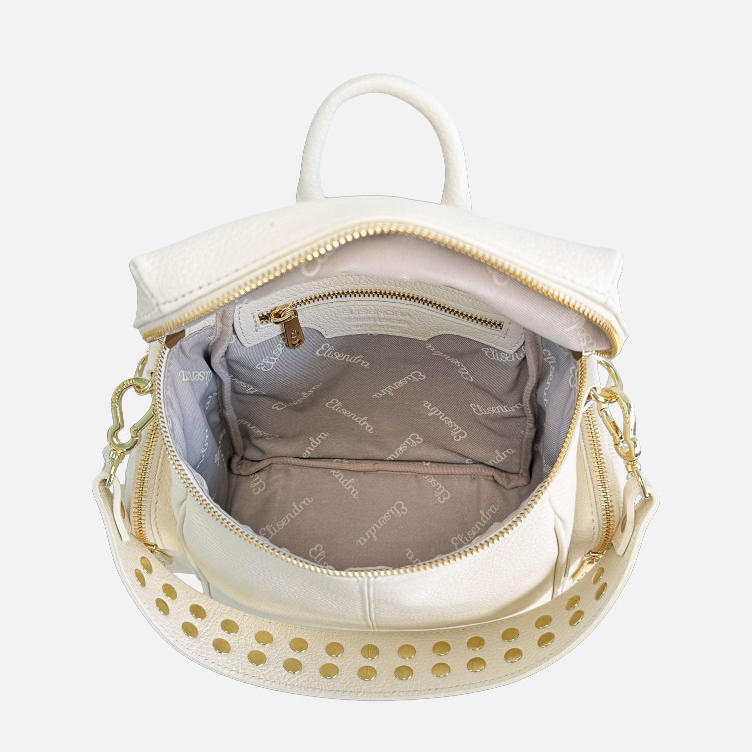 Zaino Saray Midi Milk Pelle Martellata Oro