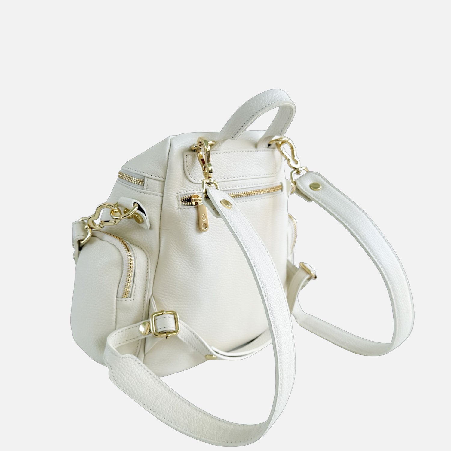 Zaino Saray Midi Milk Pelle Martellata Oro