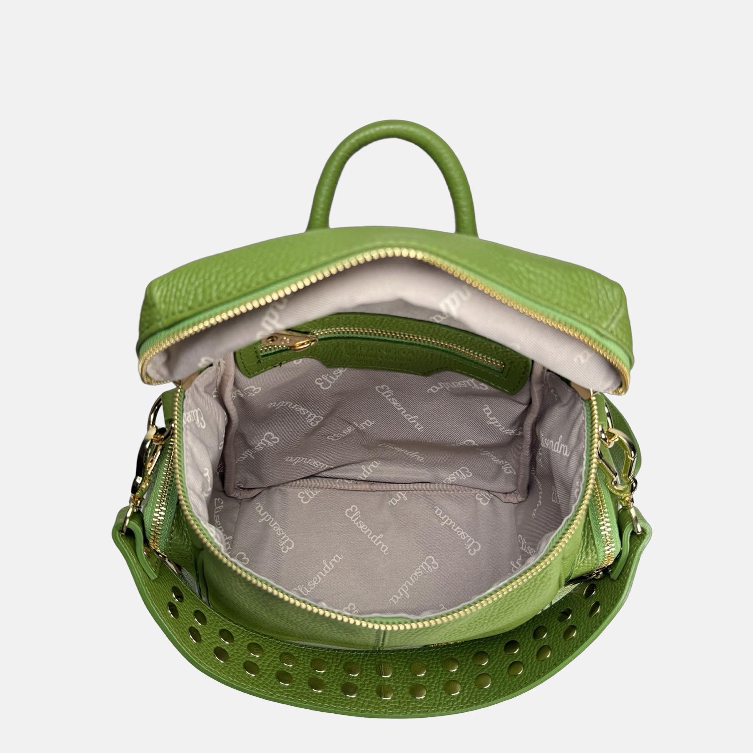 Saray Midi Pistacchio Pelle Martellata Oro