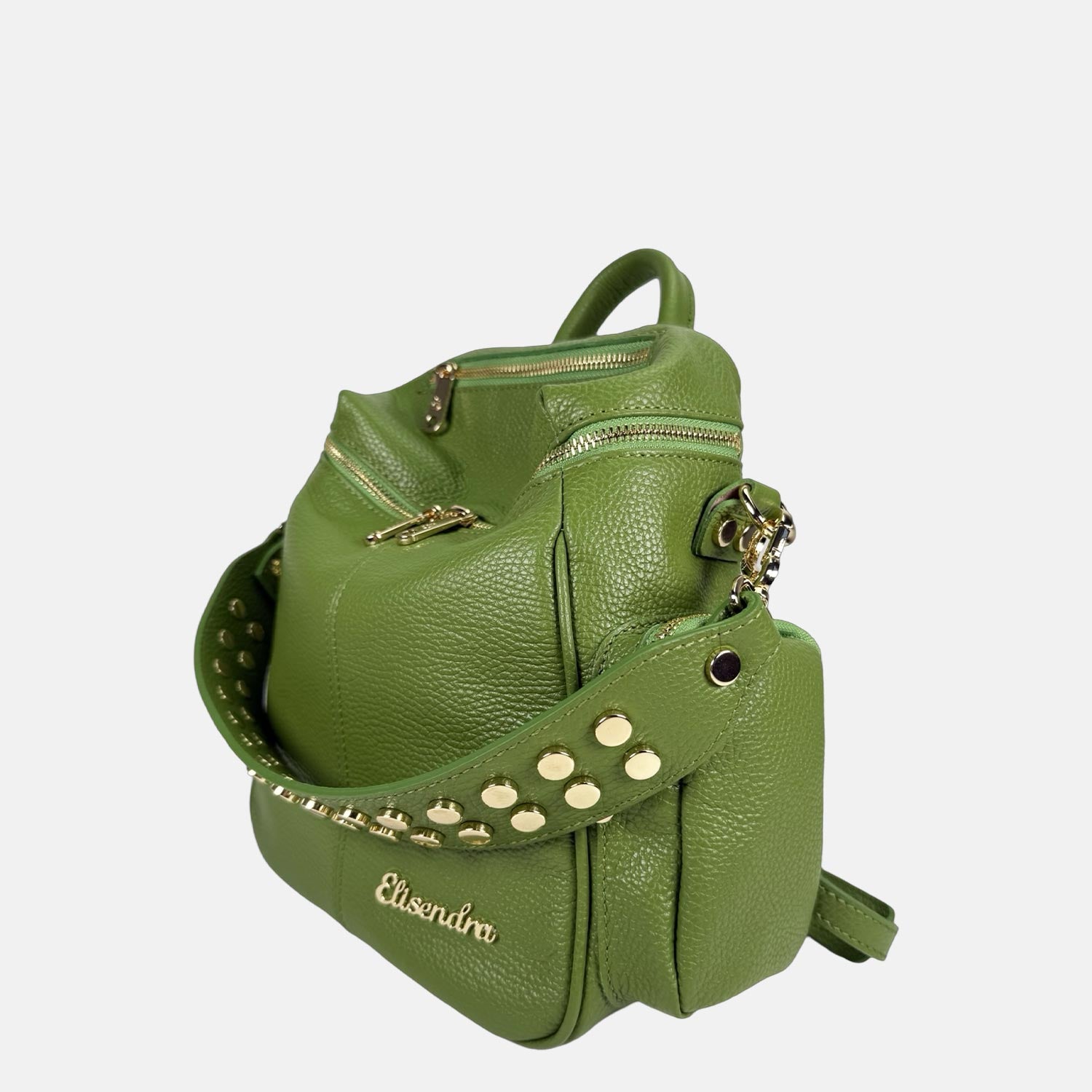 Saray Midi Pistacchio Pelle Martellata Oro