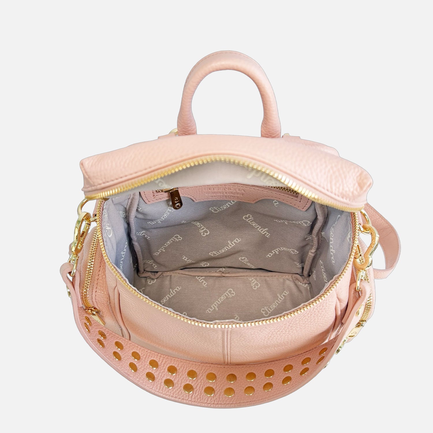 Zaino Saray Midi Cipria Pelle Martellata Oro
