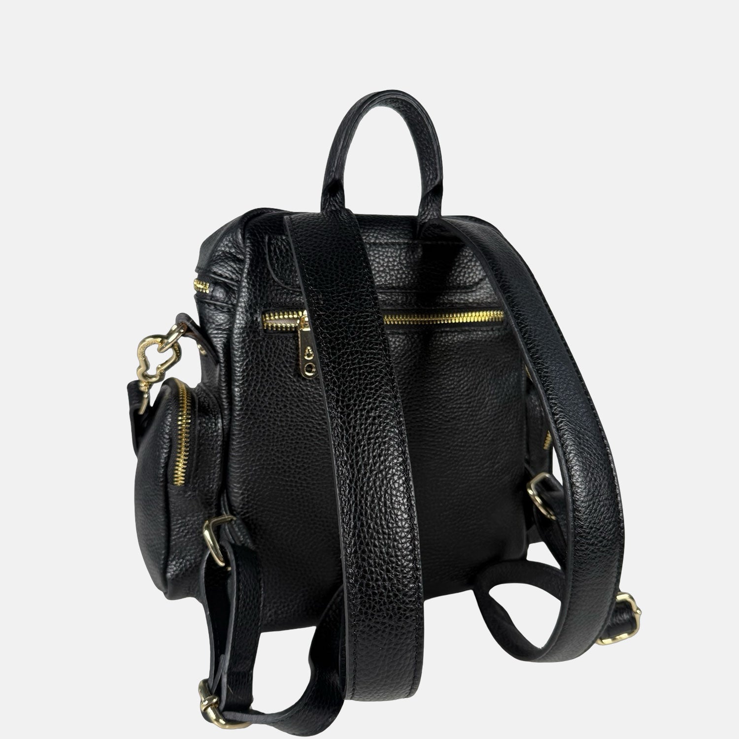 Saray Midi Nero Pelle Martellata Oro
