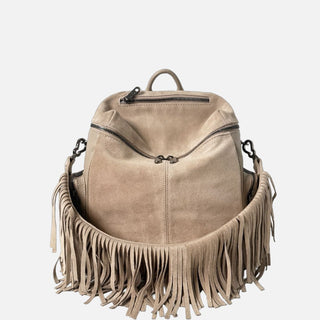 Zaino Saray Midi Rodeo Corda Camoscio e Pelle Martellata Dark