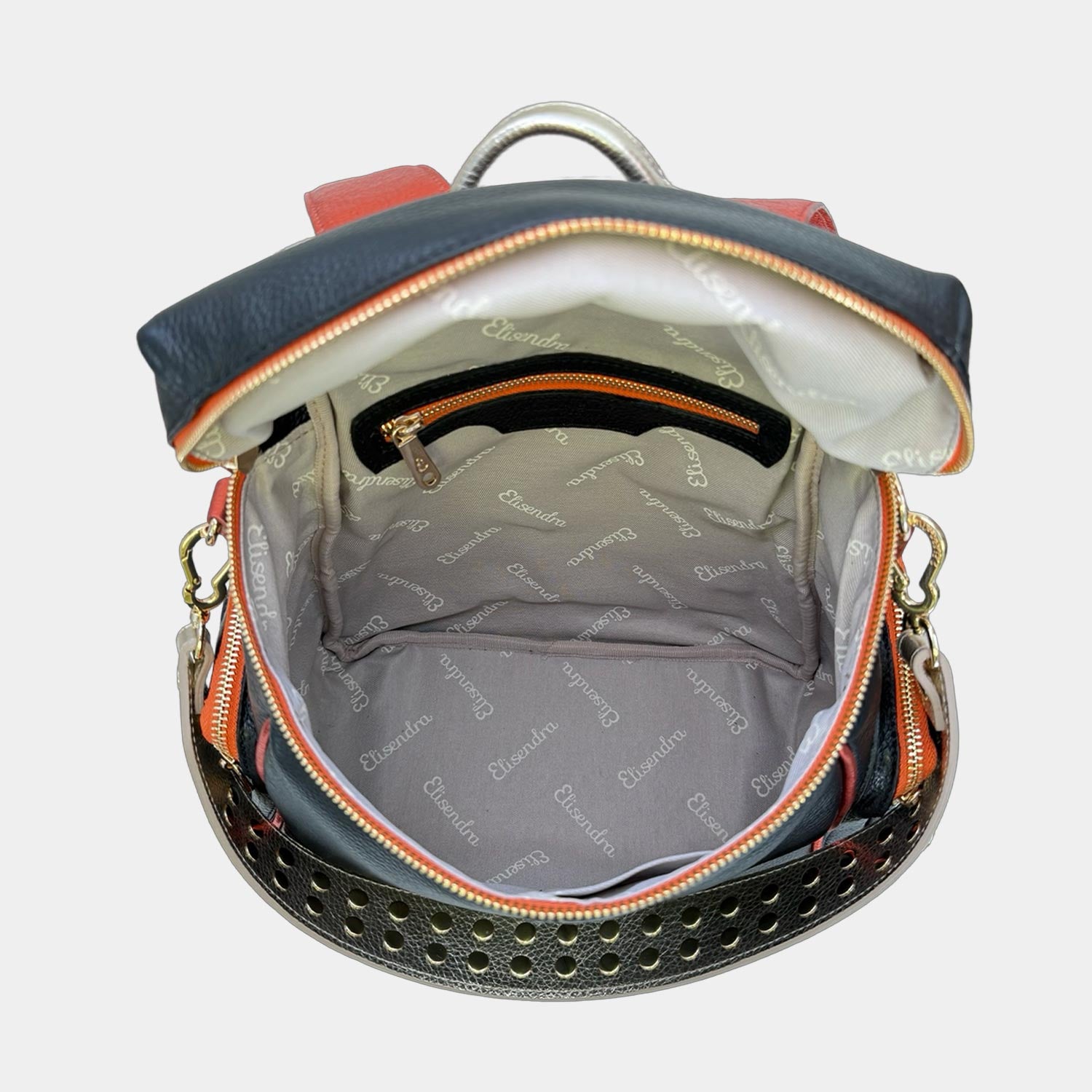 Zaino Saray Nero Multicolor Pelle Martellata e Laminata Oro