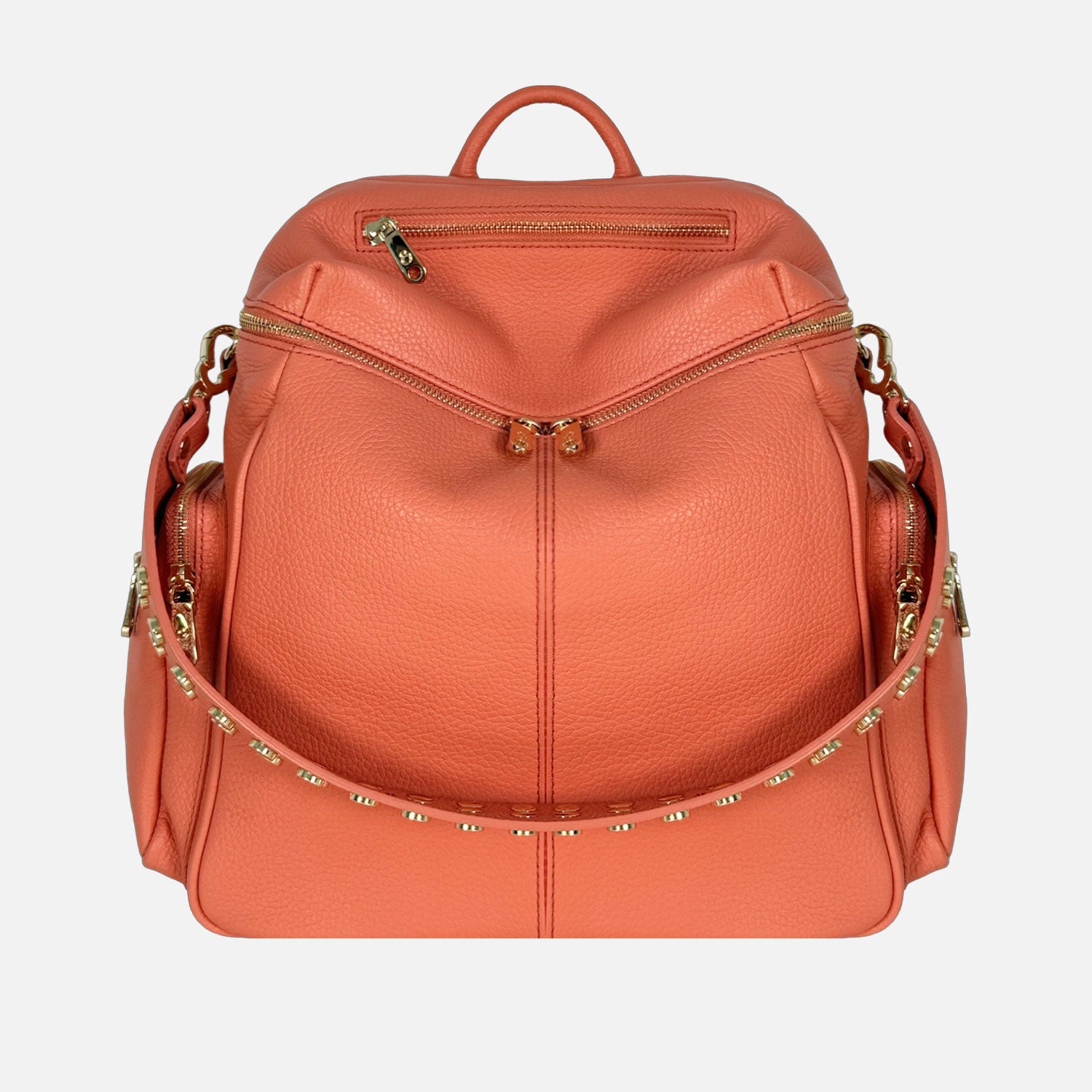 Zaino Saray Pelle Martellata Rosa Pesca Oro