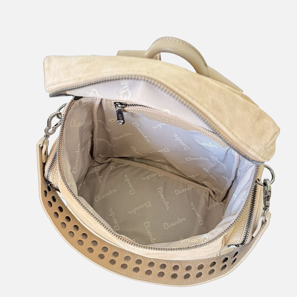 Zaino Saray Rodeo Corda Camoscio e Pelle Martellata Dark