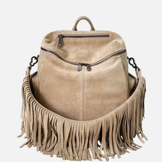 Zaino Saray Rodeo Corda Camoscio e Pelle Martellata Dark