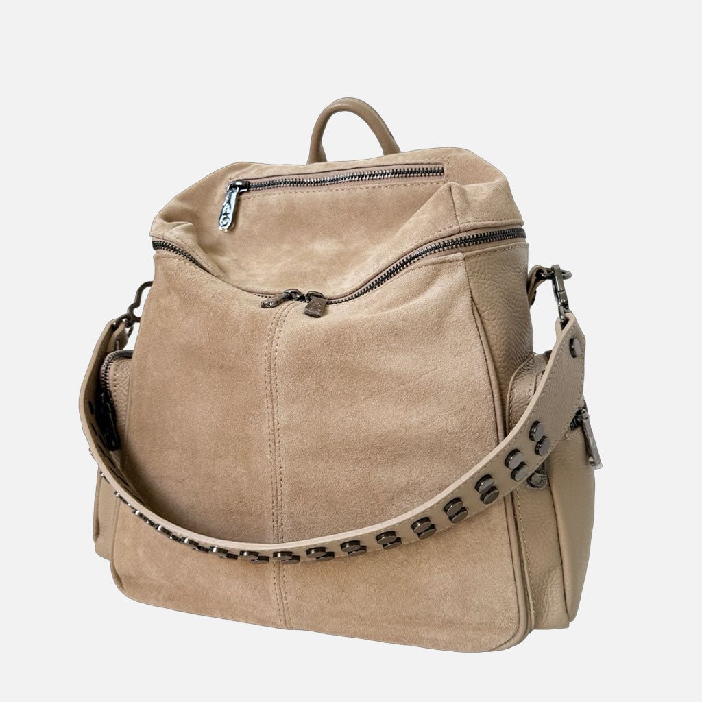 Zaino Saray Rodeo Corda Camoscio e Pelle Martellata Dark