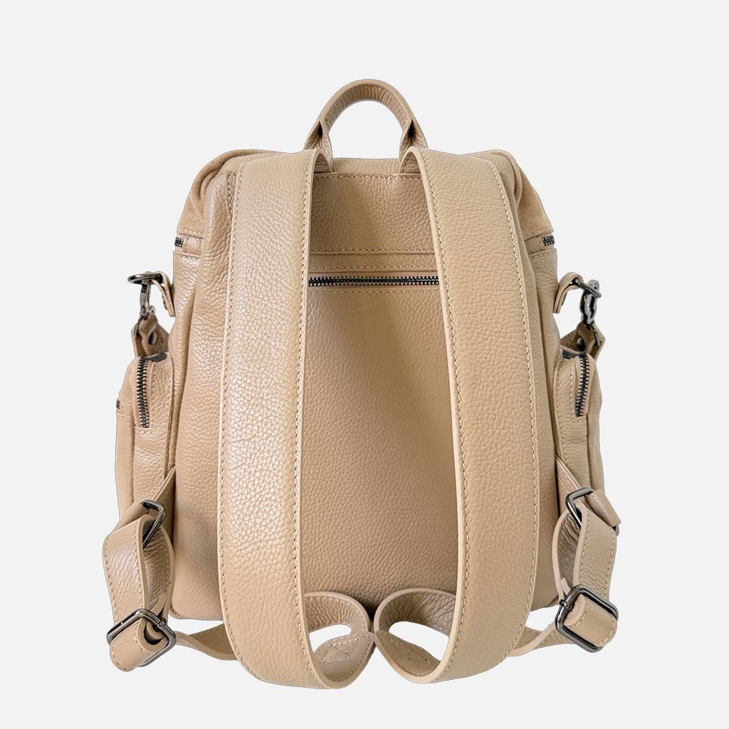 Zaino Saray Rodeo Corda Camoscio e Pelle Martellata Dark