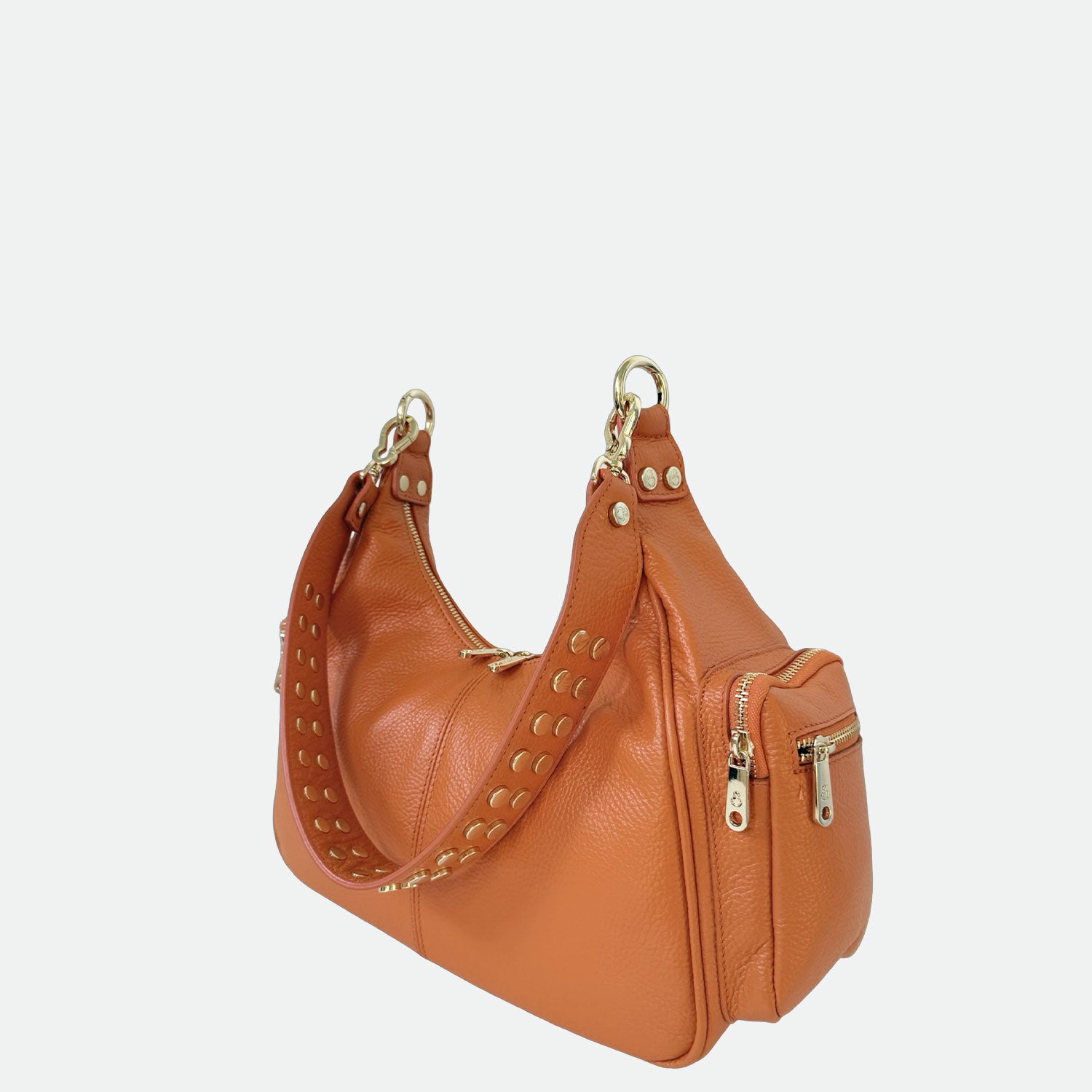 Borsa a spalla Saray Mia Orange Pelle Martellata Oro