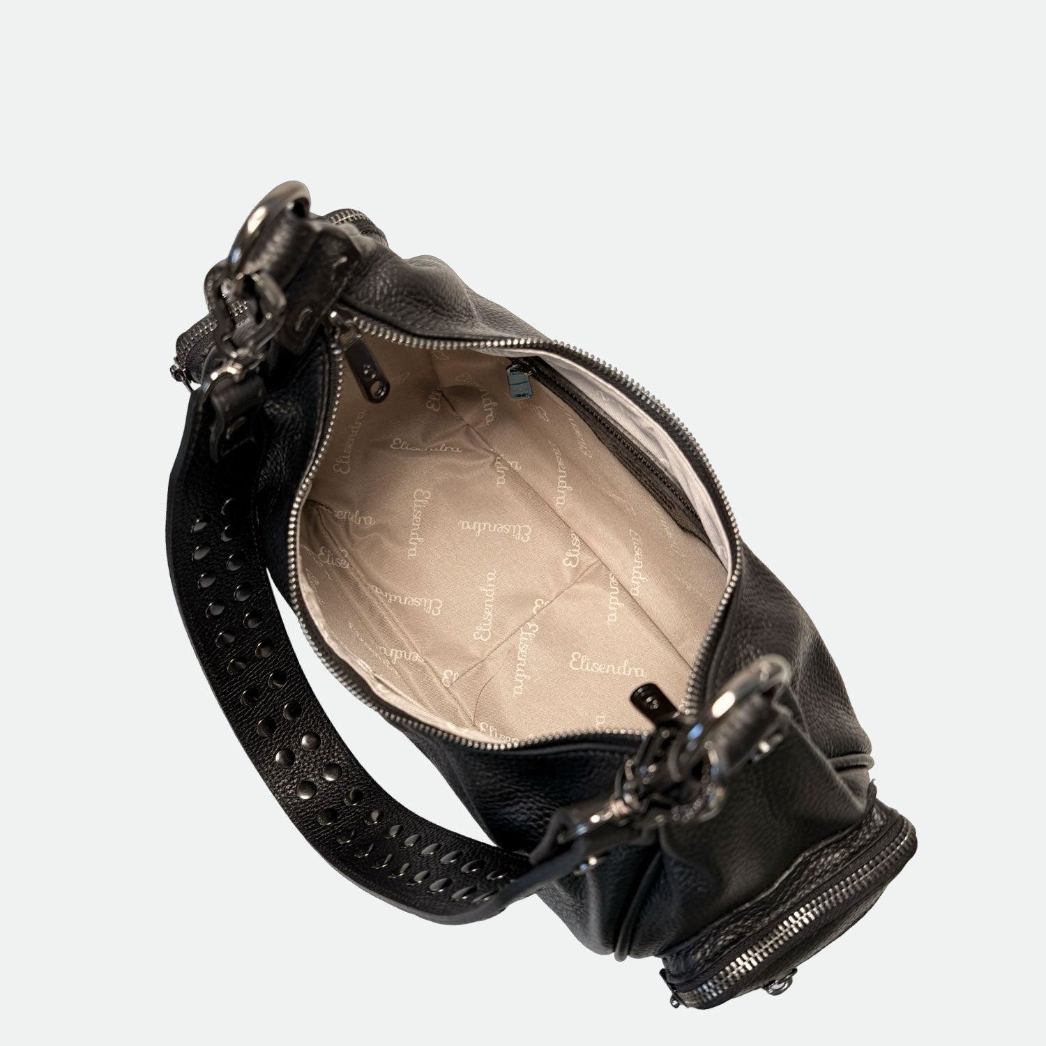 Borsa a spalla Saray Mia Nero Pelle Martellata Dark