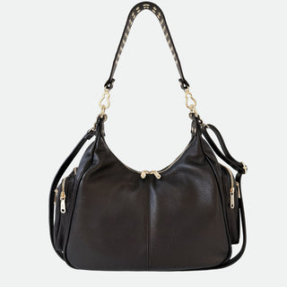 Borsa a spalla Saray Mia Nero Pelle Martellata Oro