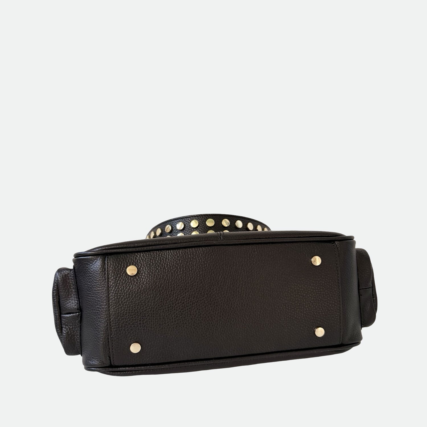 Borsa a spalla Saray Mia Nero Pelle Martellata Oro