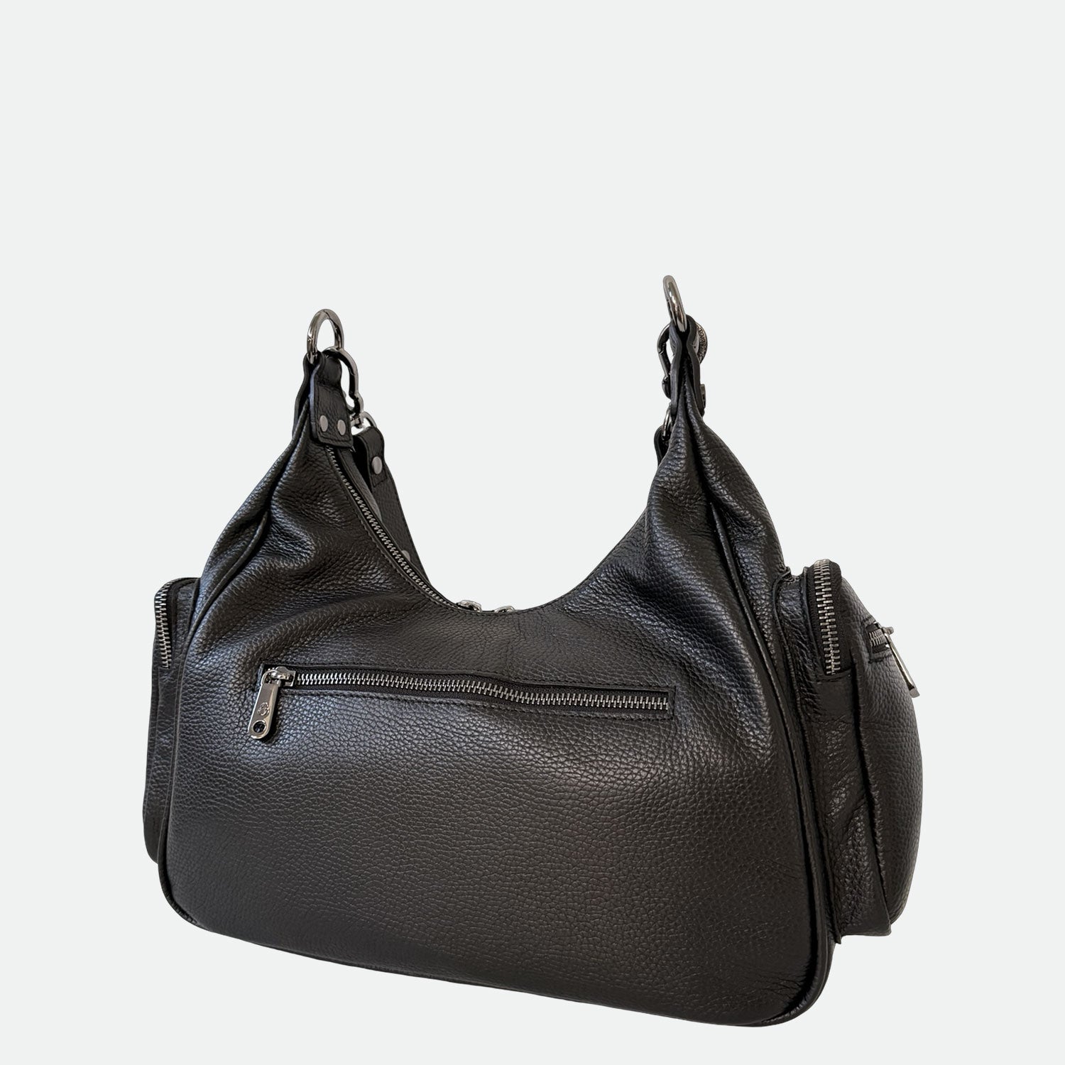 Borsa a spalla Saray Mia Nero Pelle Martellata Dark