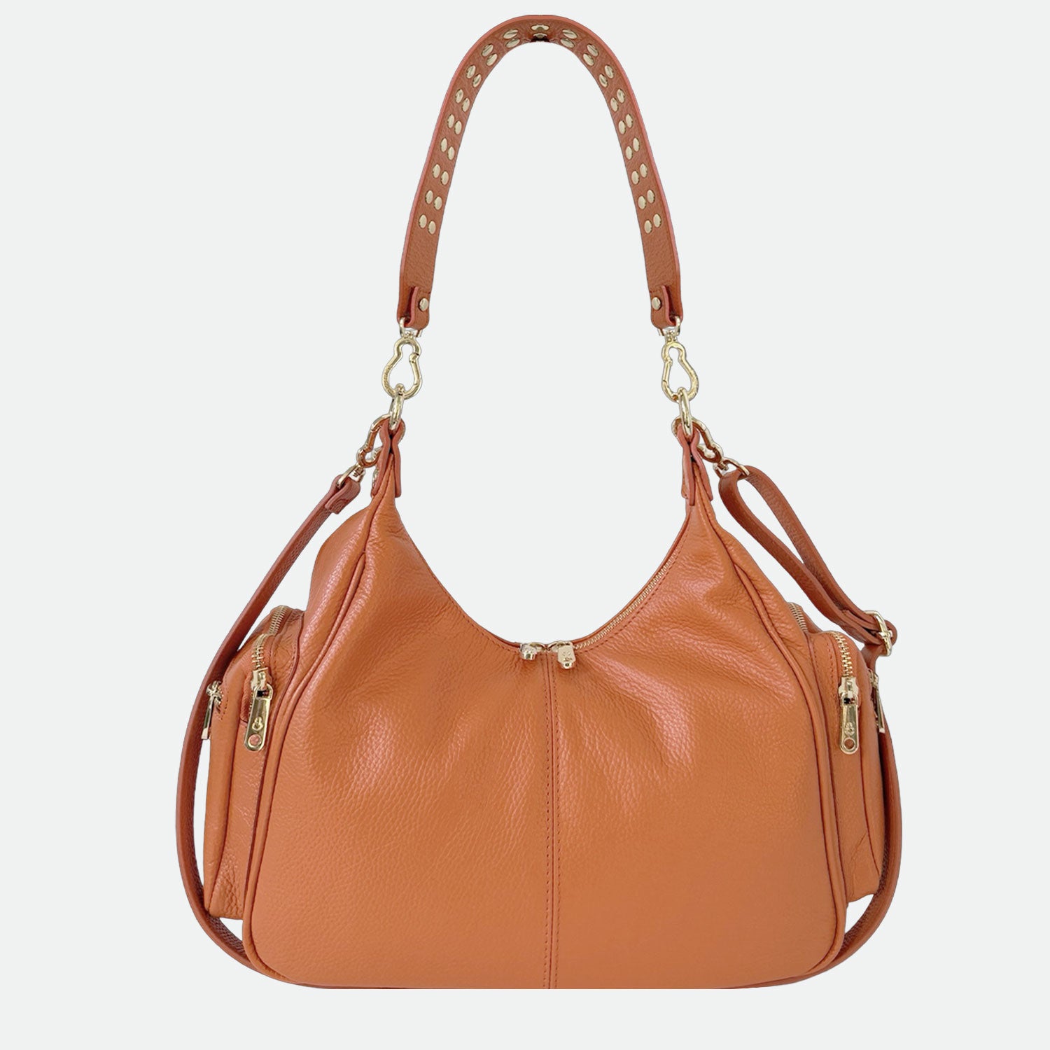 Borsa a spalla Saray Mia Orange Pelle Martellata Oro