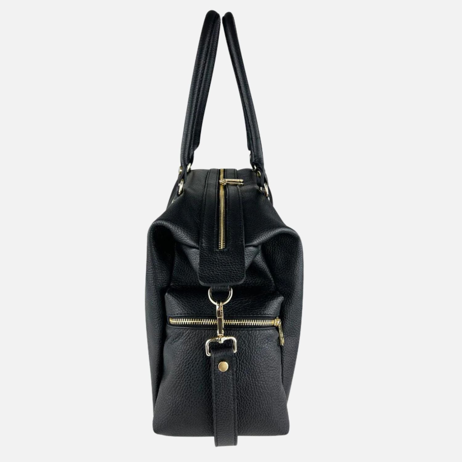 Shopper Stella Black Hammered Leather Gold