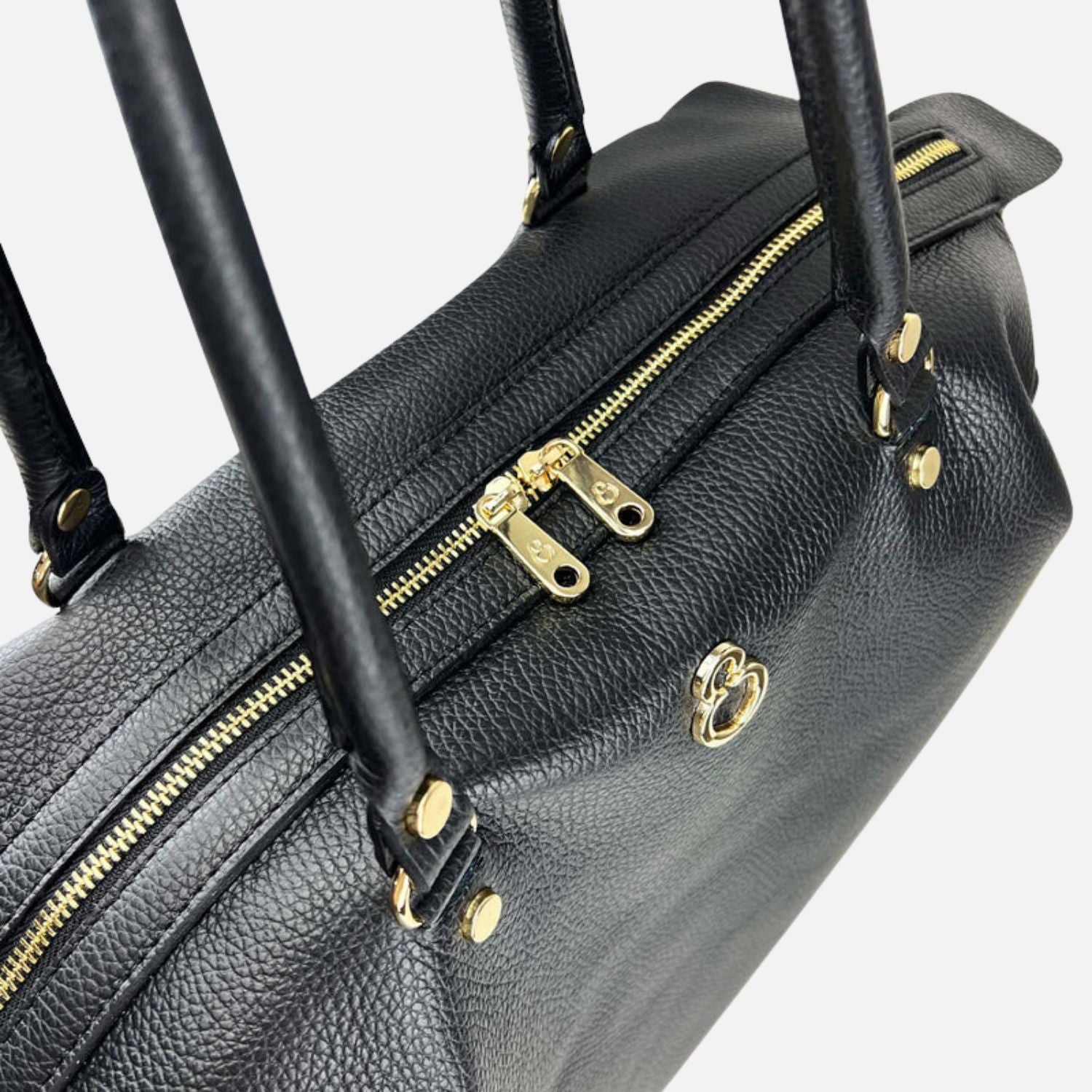Shopper Stella Black Hammered Leather Gold