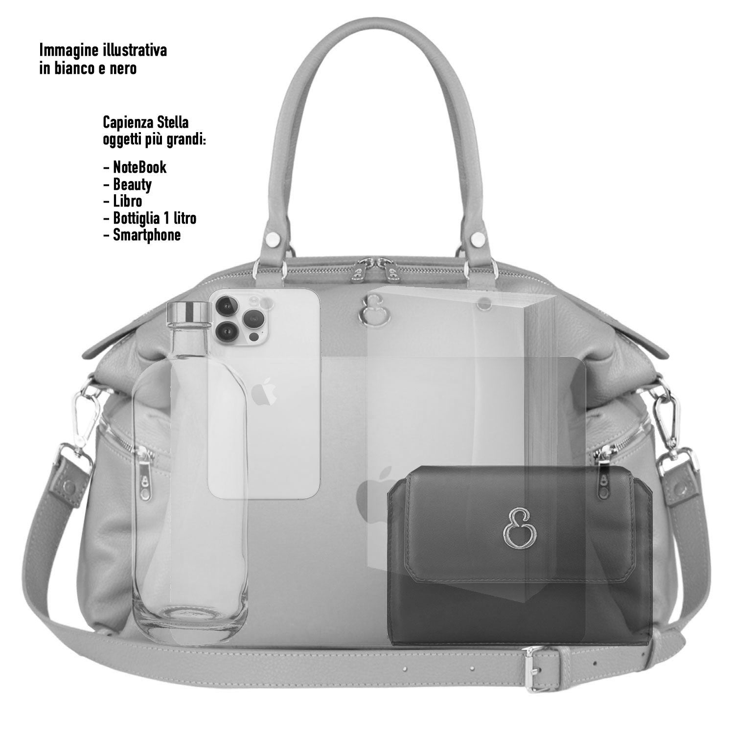 Shopper Stella Black Hammered Leather Gold