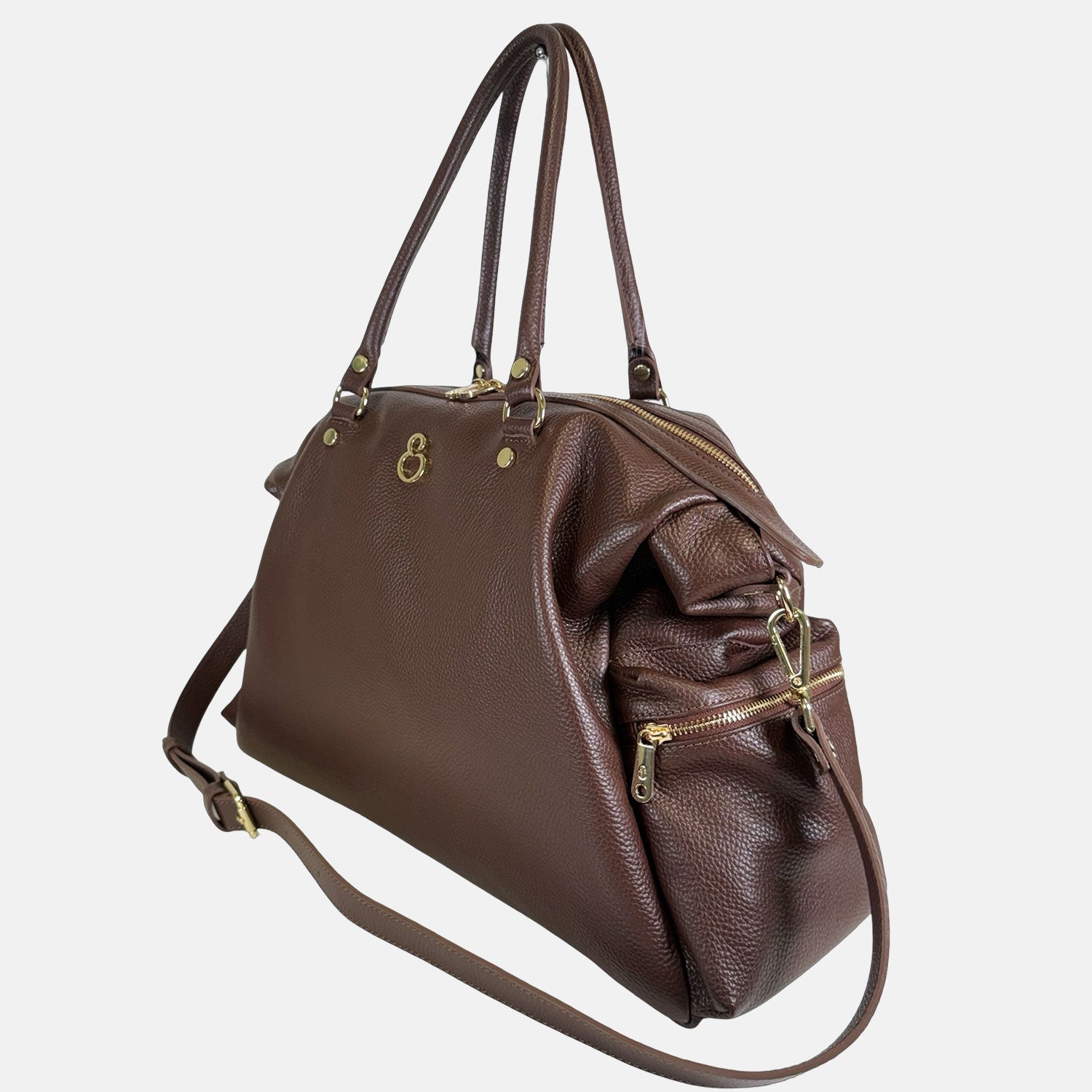 Shopper Stella Cioccolato Pelle Martellata Gold