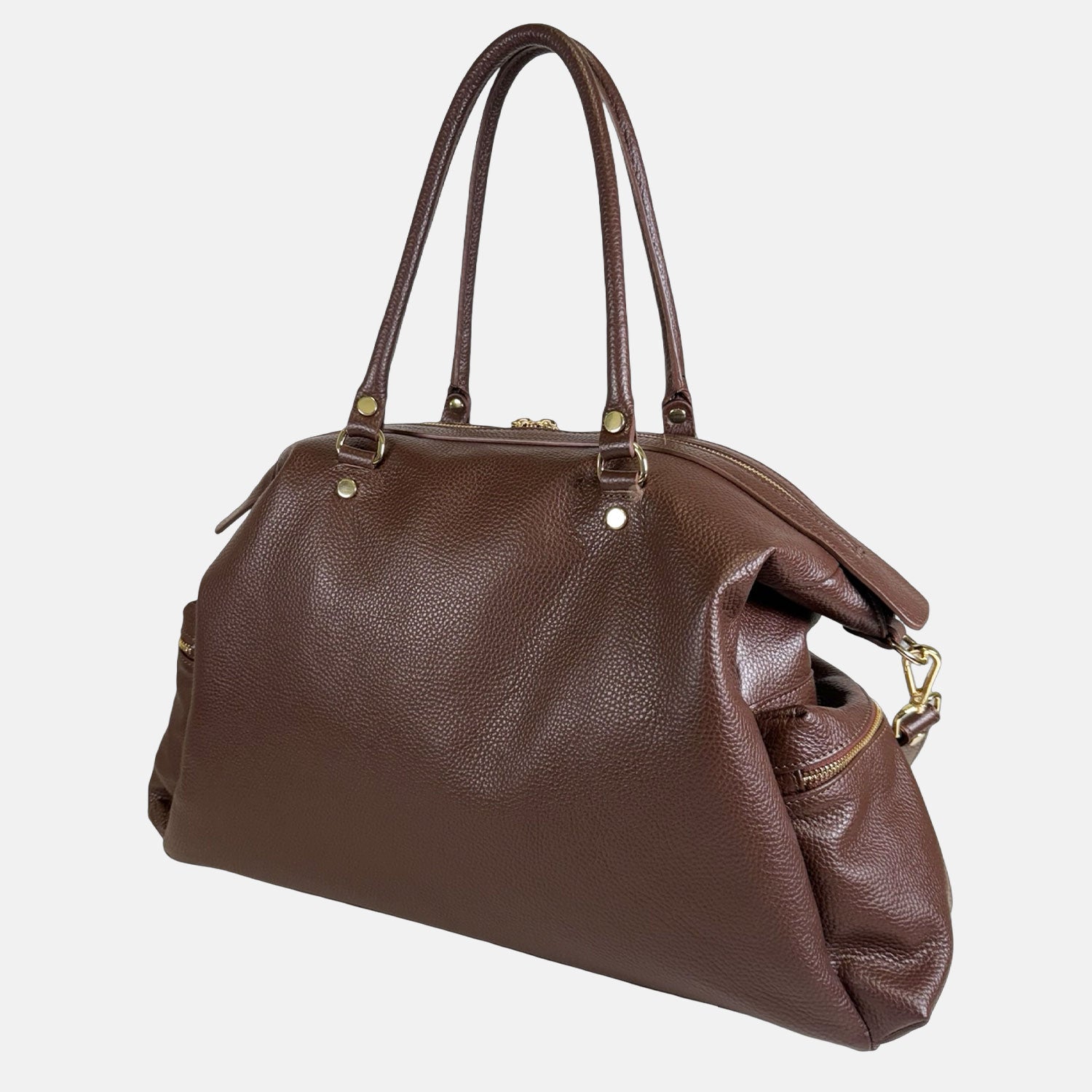 Shopper Stella Cioccolato Pelle Martellata Gold