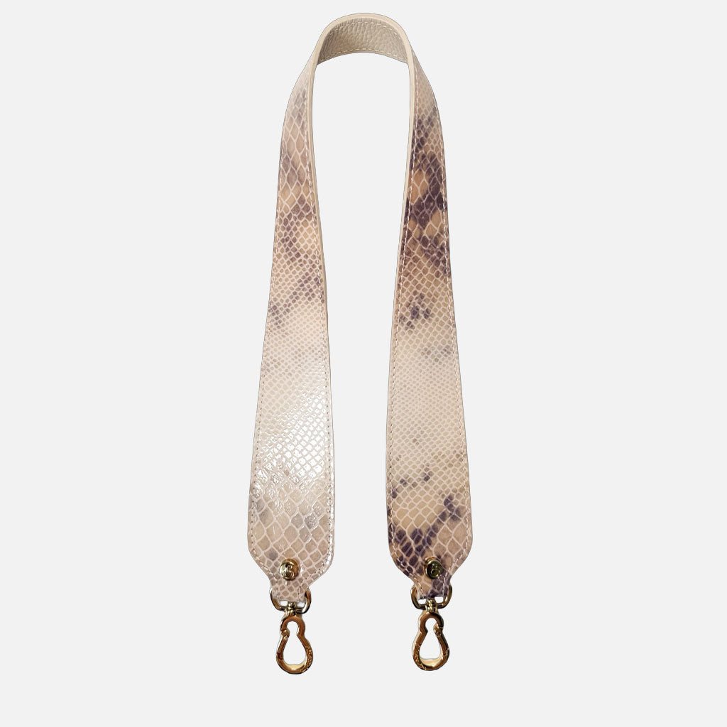 Tracolla 70 cm Beige Pitone stampato Oro