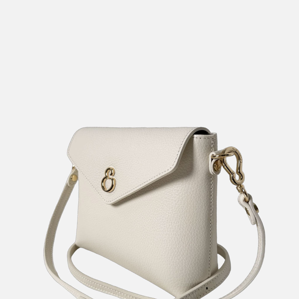 Borsa a tracolla Holly Avorio Pelle Martellata Oro - Elisendra®