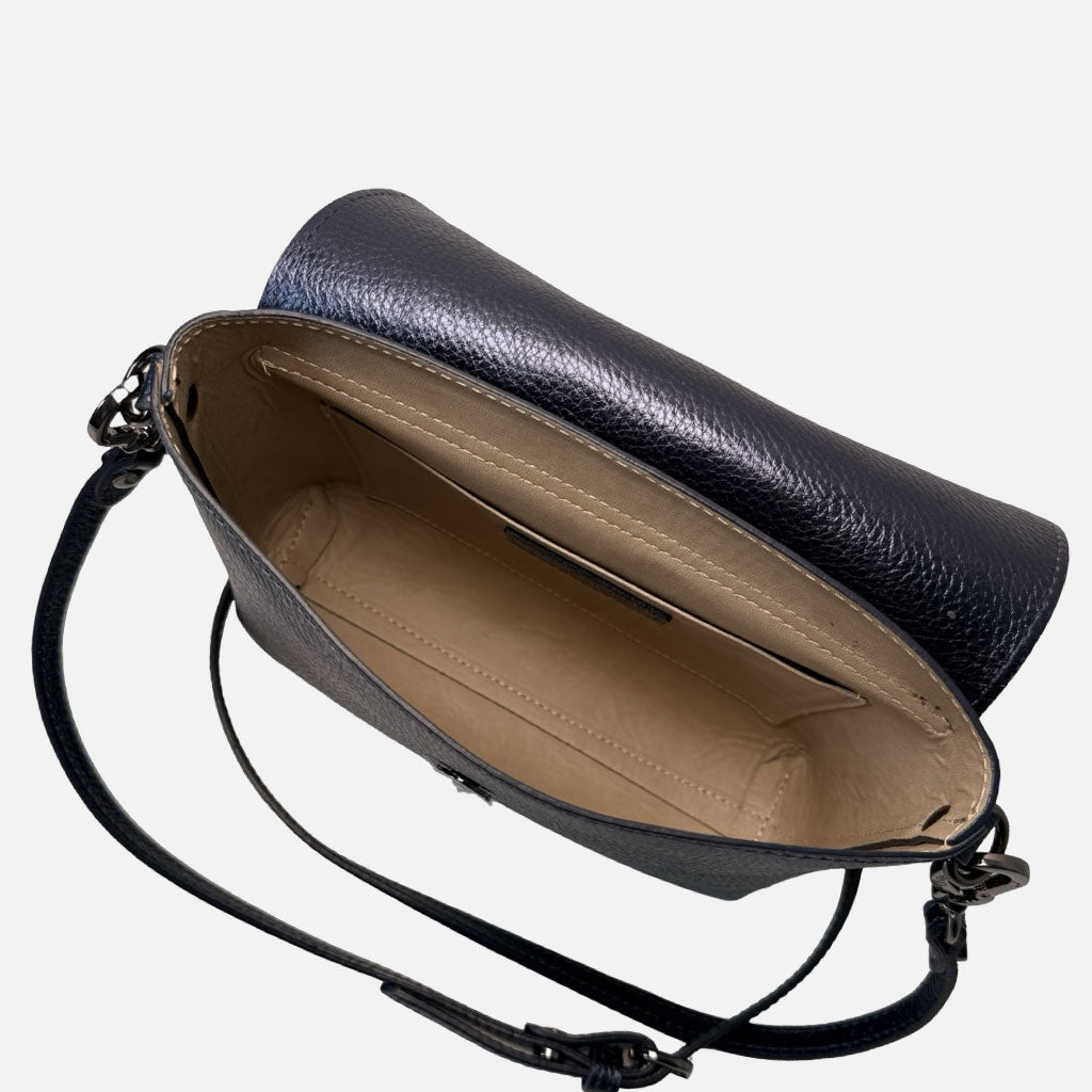 Borsa a tracolla Holly Moonlight Pelle Martellata Dark - Elisendra®