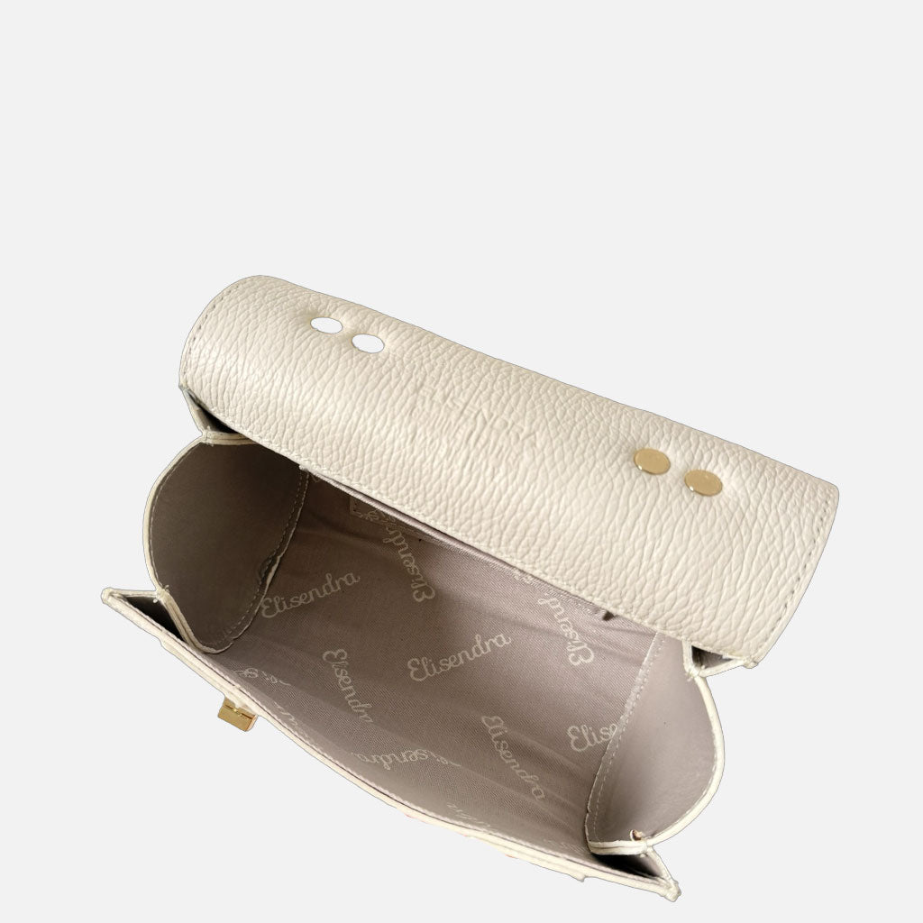 Mini Handbag Mochi Avorio Pelle Martellata Oro - Elisendra®