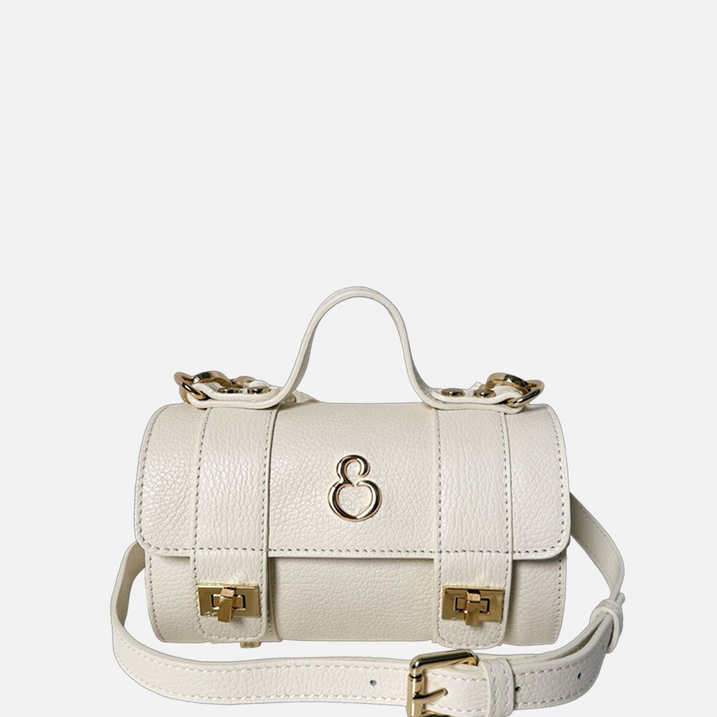 Mini Handbag Mochi Avorio Pelle Martellata Oro - Elisendra®