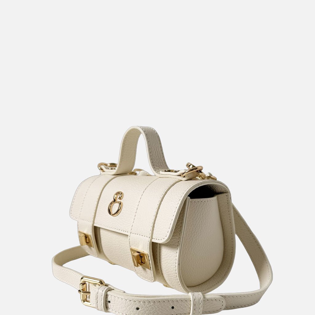 Mini Handbag Mochi Avorio Pelle Martellata Oro - Elisendra®