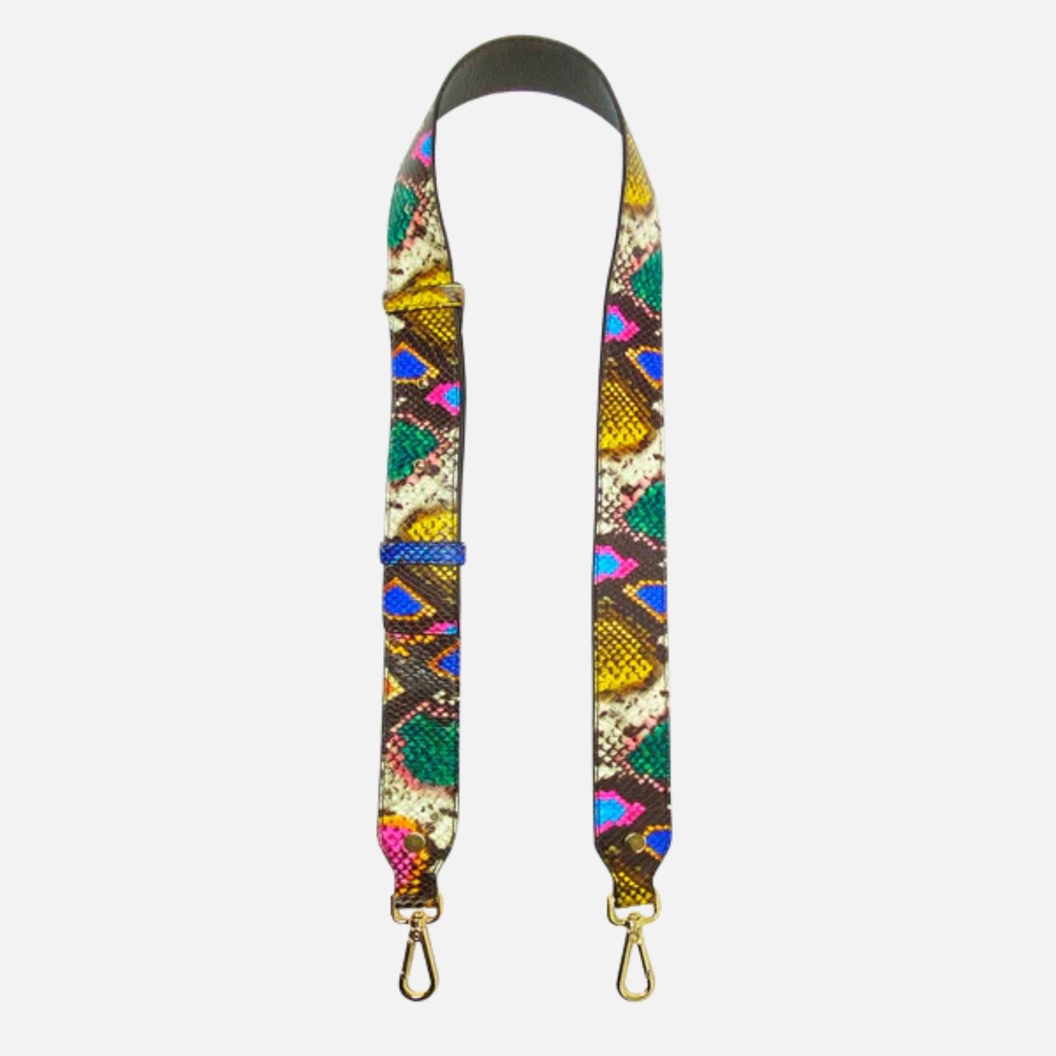 Adjustable Gold Shoulder Strap – Rainbow Python Printed Leather