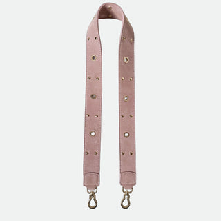 Tracolla 100 cm Rosa Polvere Pelle Camoscio Oro