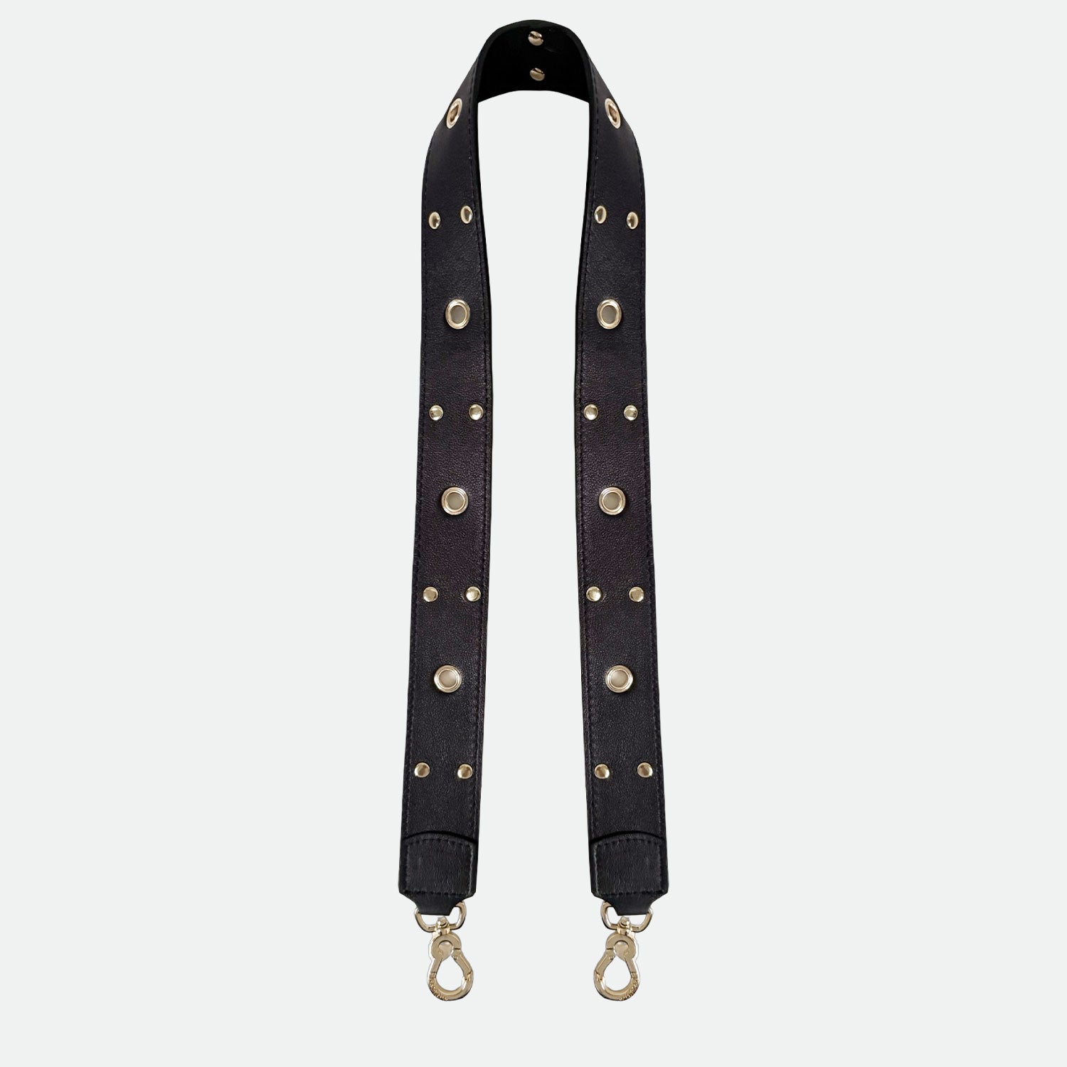 Tracolla 100 cm Nero Pelle Liscia Vitello Oro SPEDIZIONE DAL 30/04