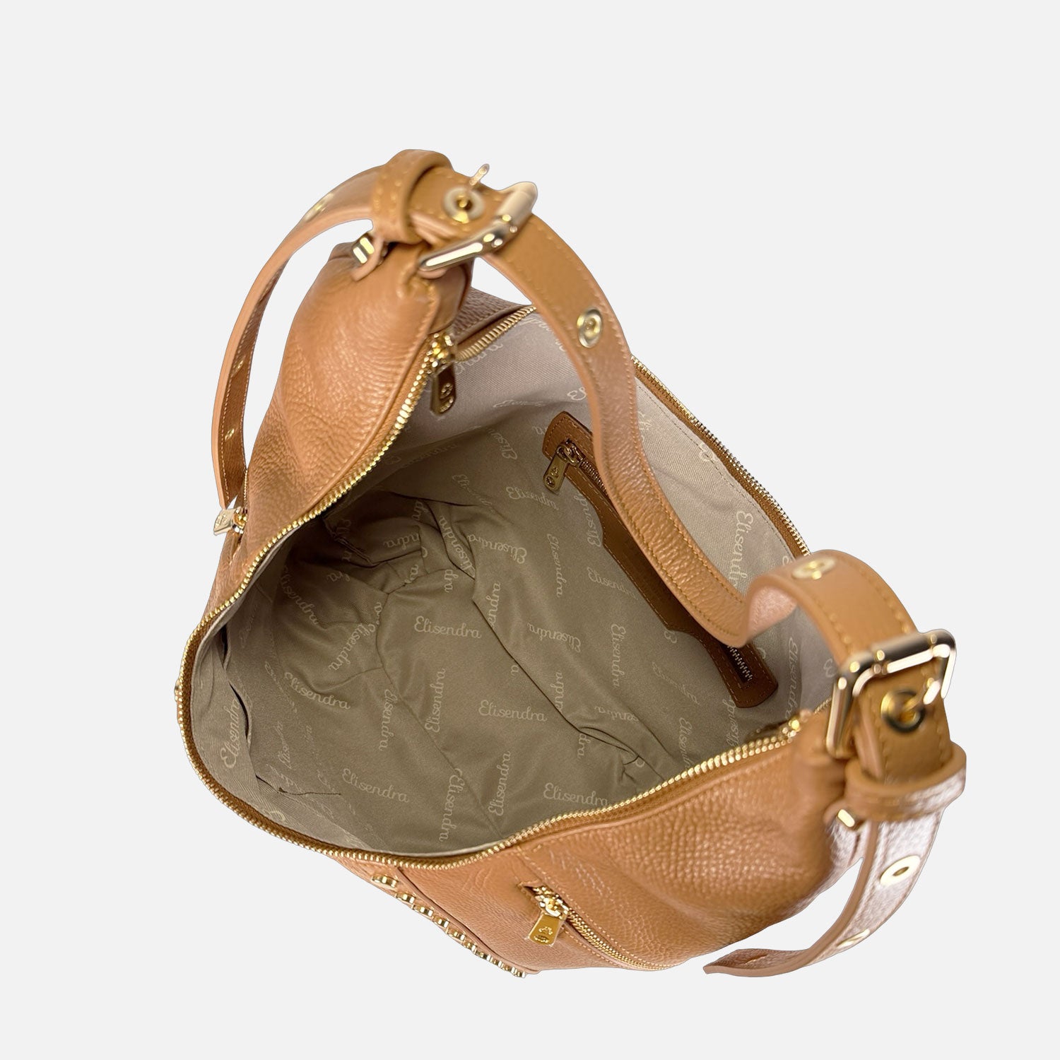Borsa a spalla Wendy Toffee Pelle Martellata Oro
