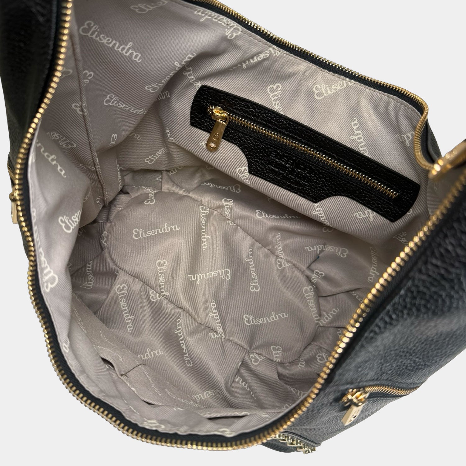 Borsa a spalla Wendy Nera Pelle Martellata Oro