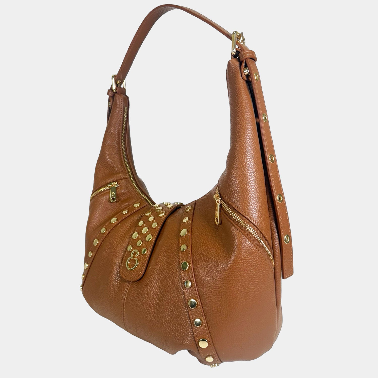 Borsa a spalla Wendy Caramel Pelle Martellata Oro