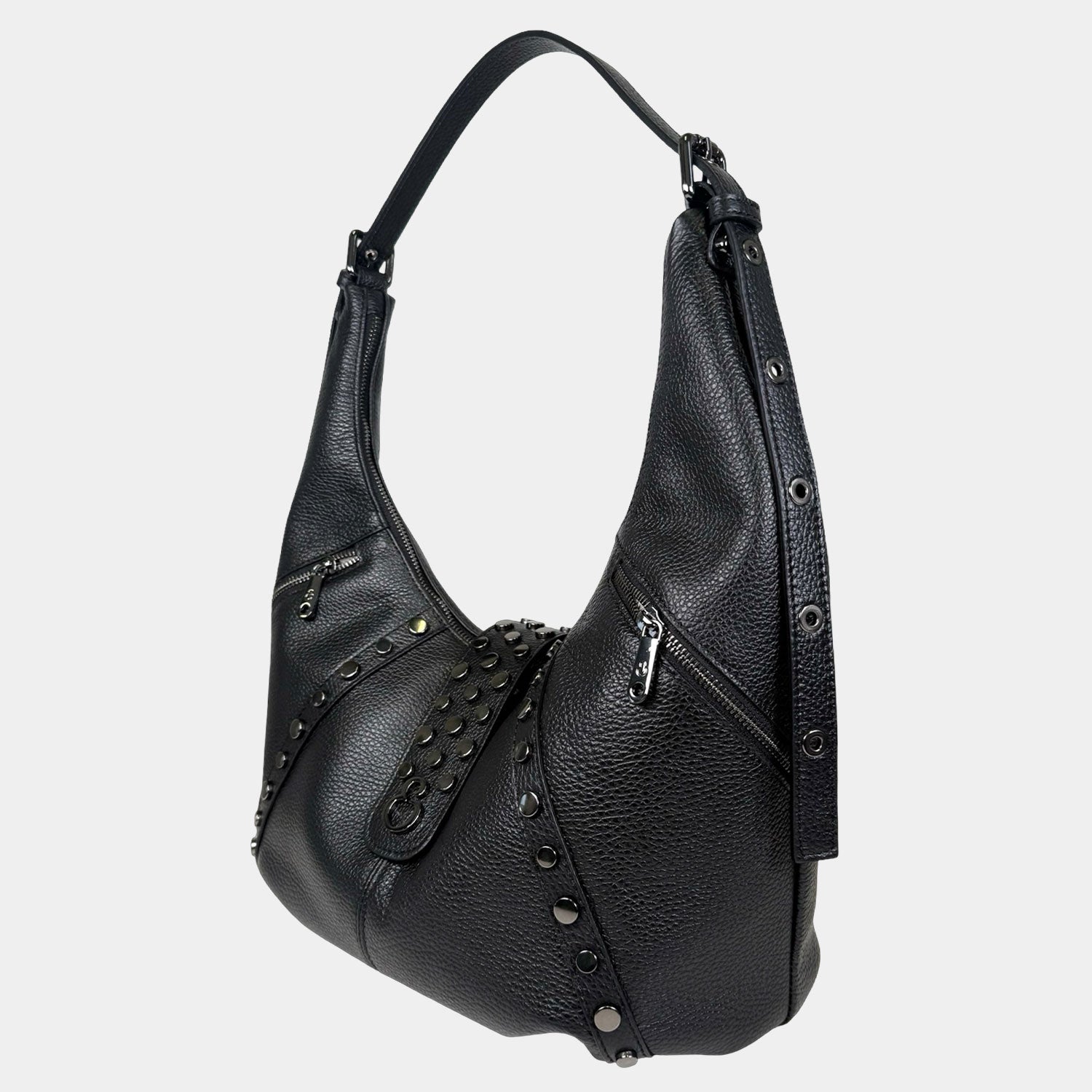 Borsa a spalla Wendy Nera Pelle Martellata Dark