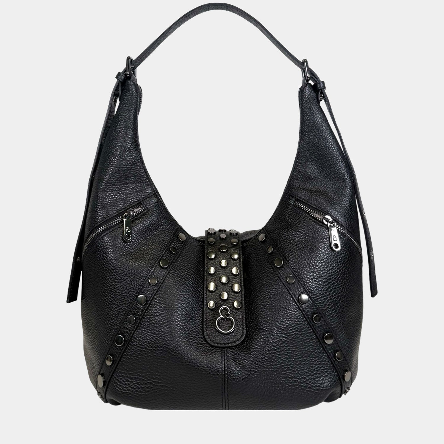 Borsa a spalla Wendy Nera Pelle Martellata Dark