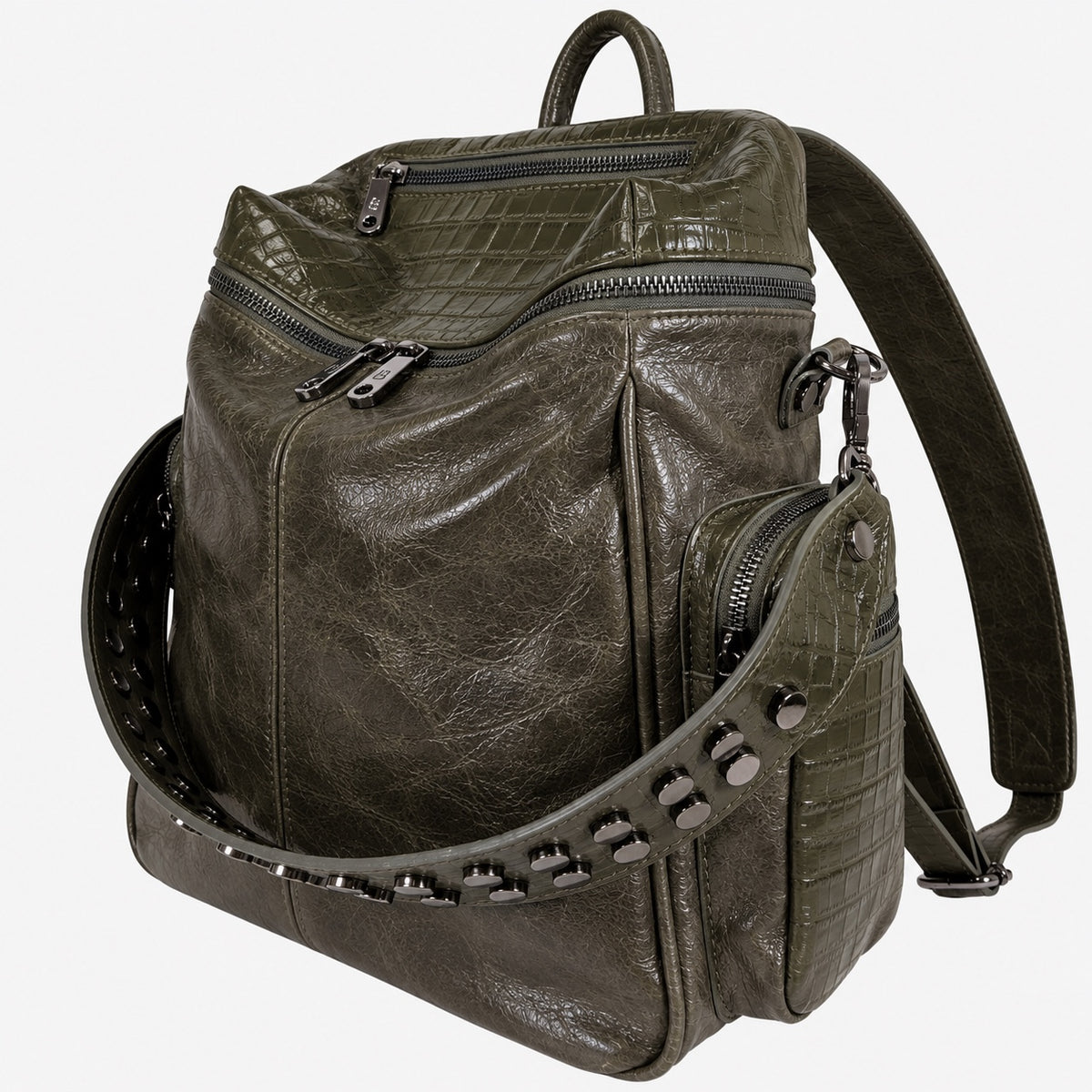 Zaino Saray Lyra Pelle Cocco stampato e Vintage Dark