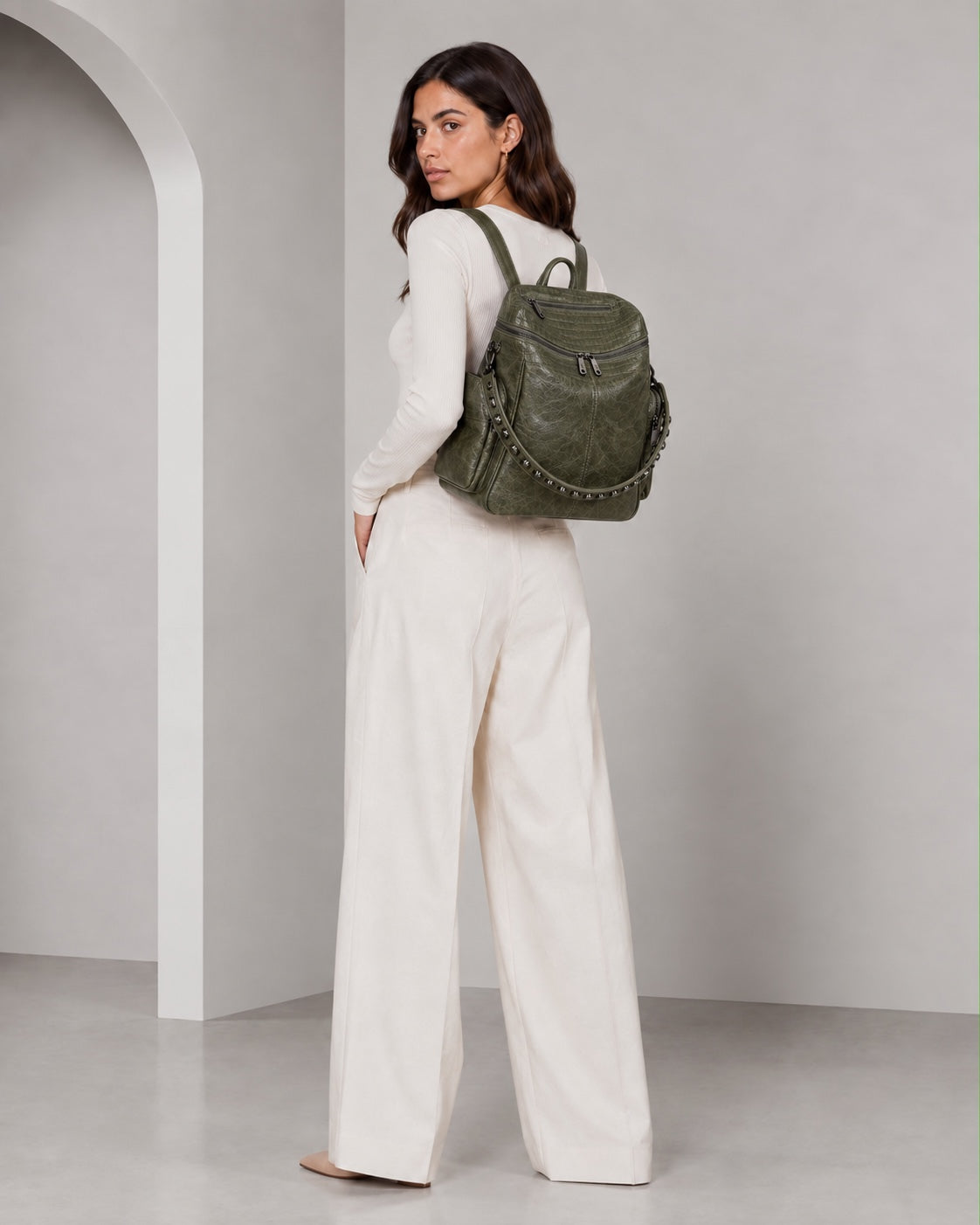 Zaino Saray Lyra Pelle Cocco stampato e Vintage Dark
