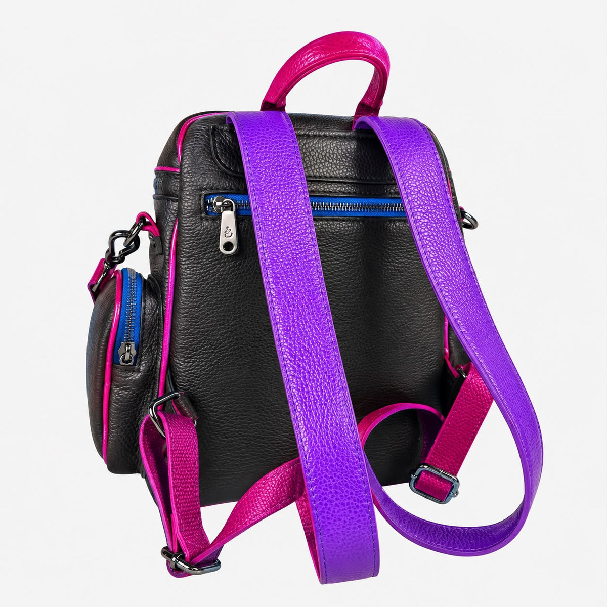 Zaino Saray Midi Nero Multicolor Fucsia