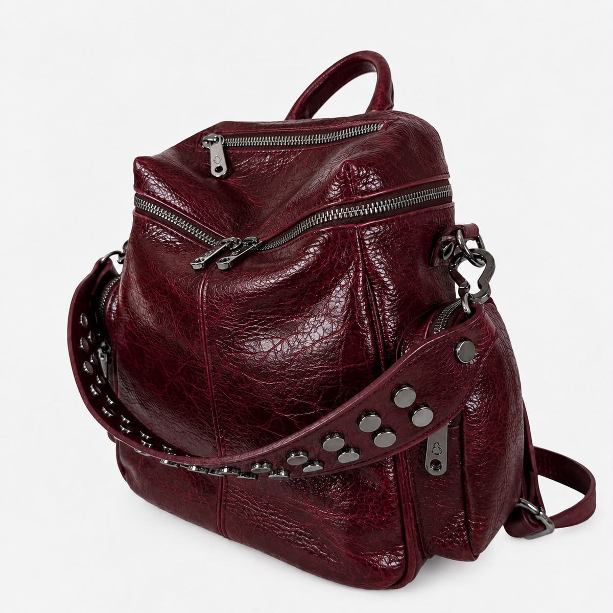Zaino Saray Midi Rubino Pelle Vintage Dark