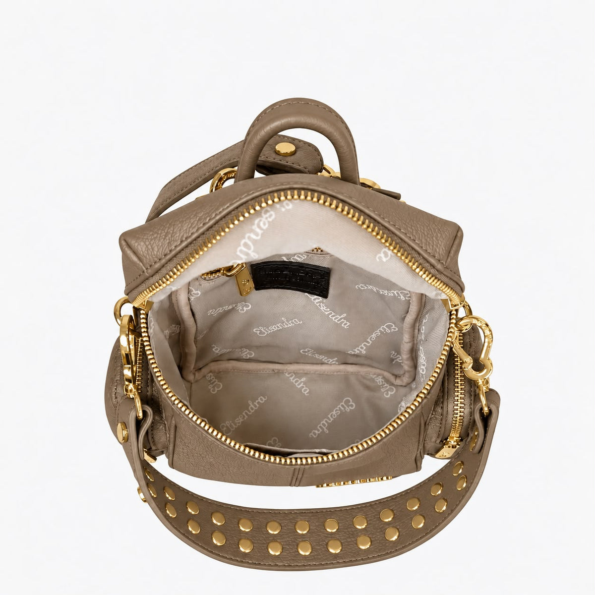 Zaino Saray Mini Tortora Pelle Martellata Oro