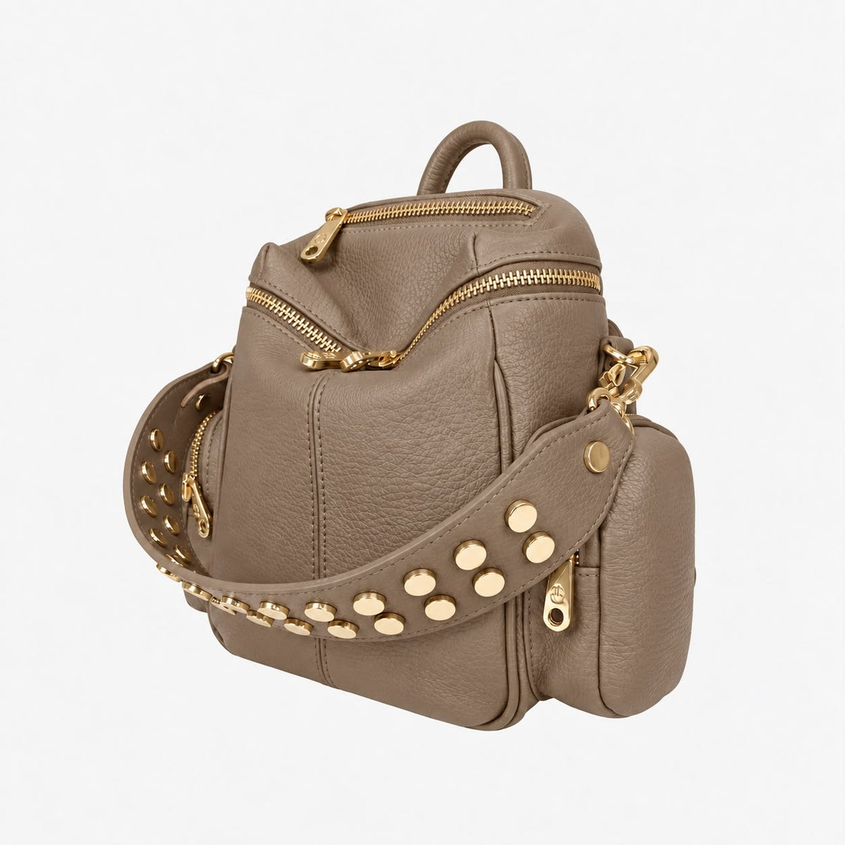 Zaino Saray Mini Tortora Pelle Martellata Oro