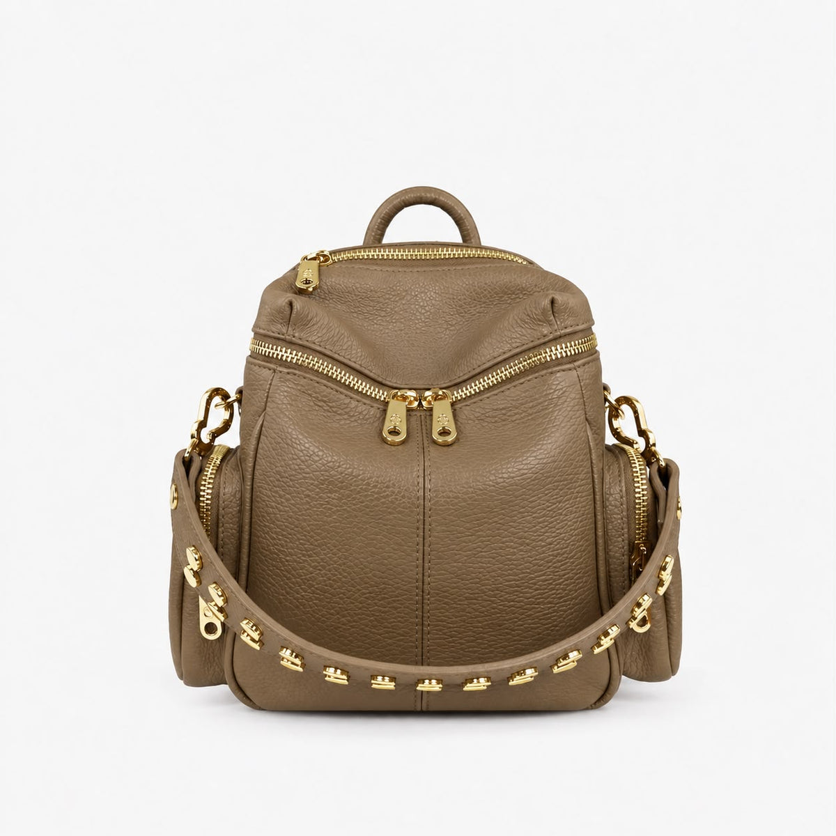 Zaino Saray Mini Tortora Pelle Martellata Oro