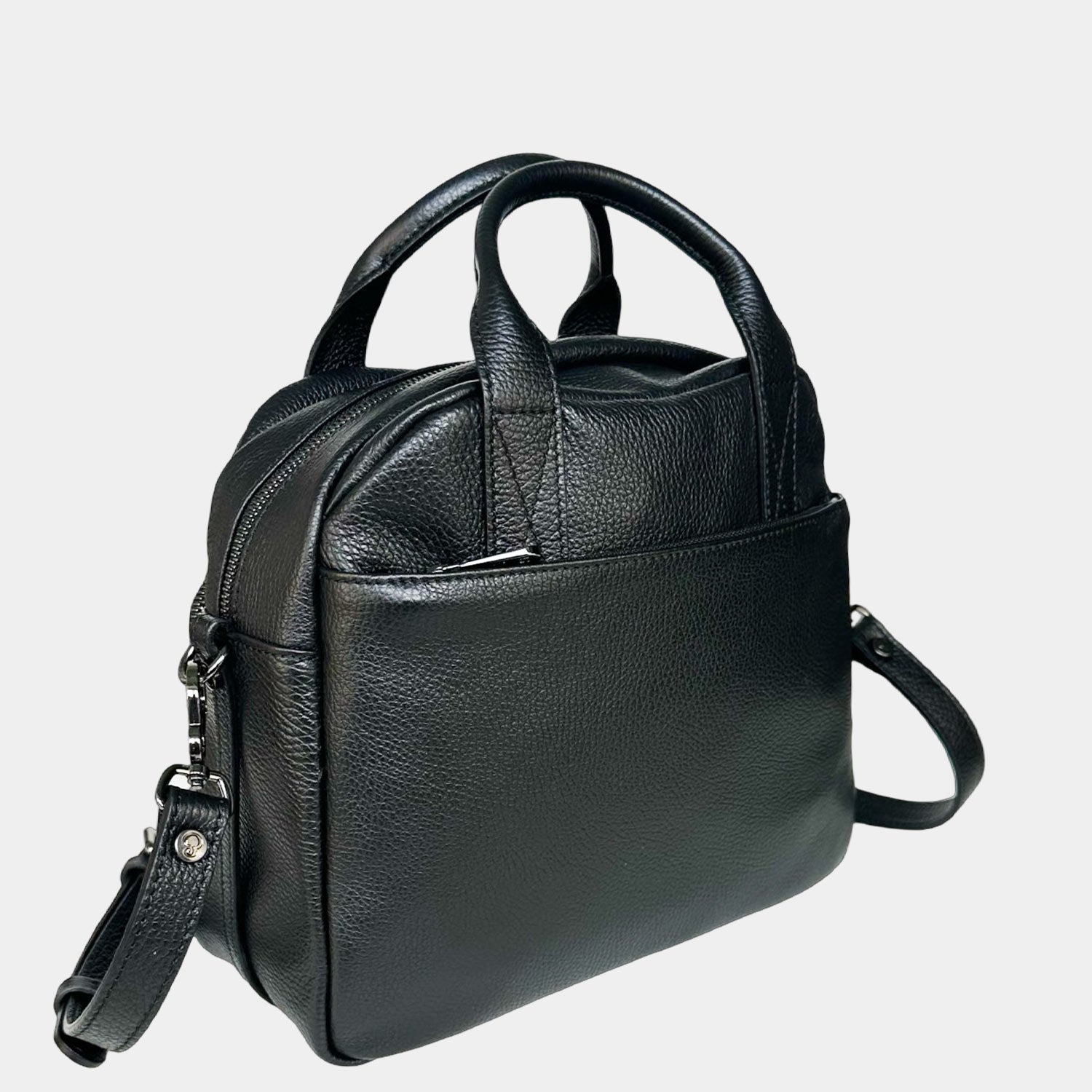 Megane Handbag Lettering Black Hammered Leather Dark SHIPPING FROM 18/11