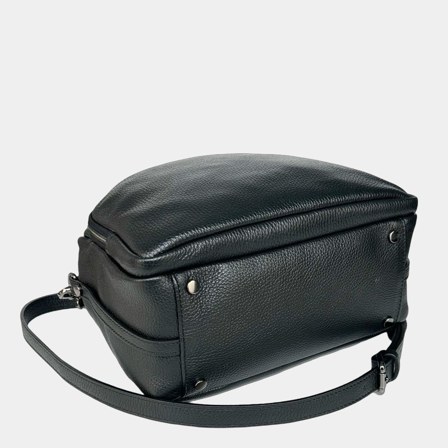 Megane Handbag Lettering Black Hammered Leather Dark SHIPPING FROM 18/11