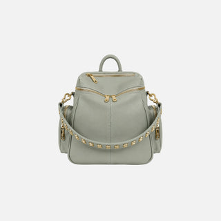 Zaino Saray Midi Artic Teal Pelle Liscia Vitello Oro