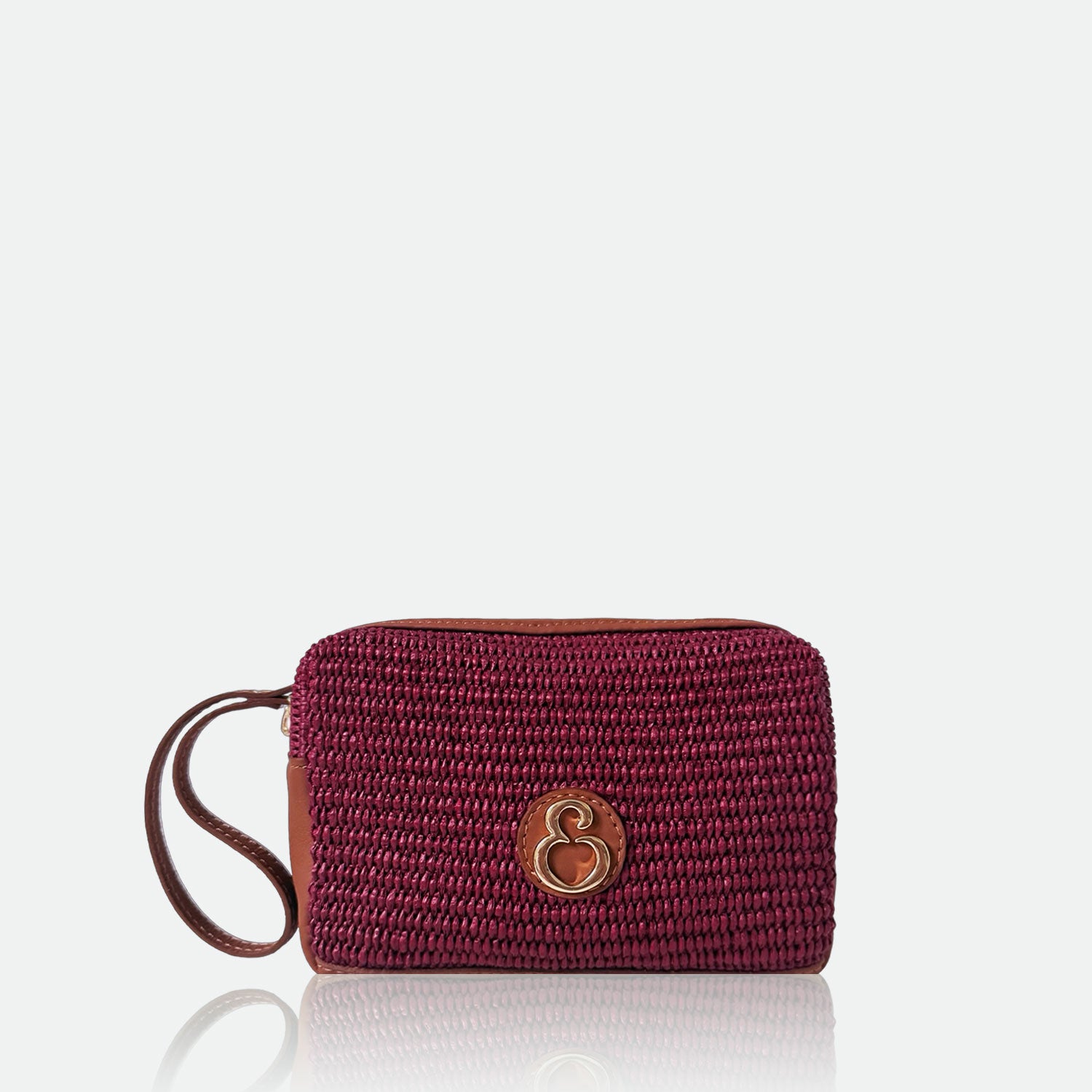 Beauty Case Malibù Mirtillo Rafia e Pelle Liscia Vitello Oro SPEDIZIONE DAL 06/05