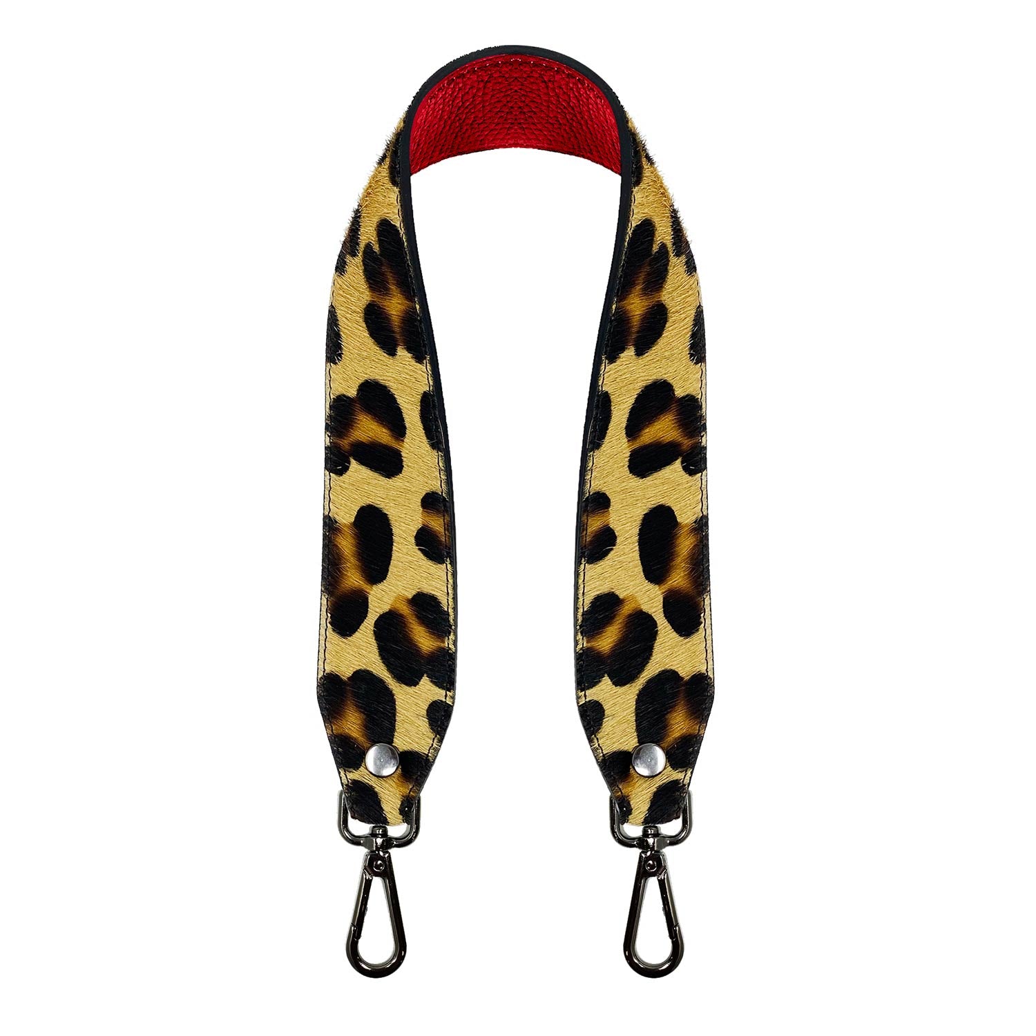 Fine Serie - Tracolla Dark Nickel – 60 cm – Pelle Cavallino Animalier